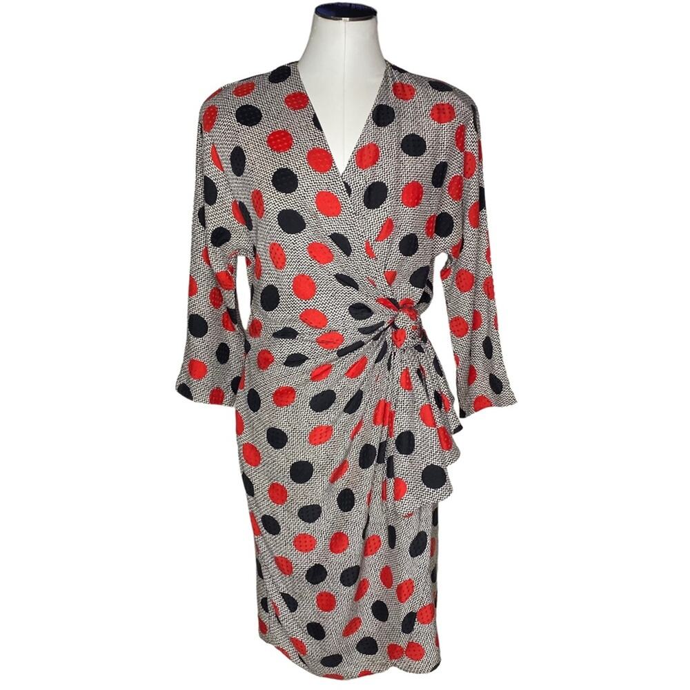 Vintage Polka Dot Faux Wrap Dress